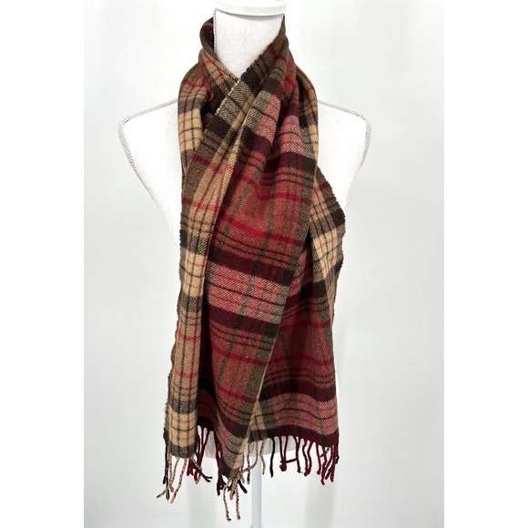Hilary Radley Other - hilary radley Men’s lambs wool scarf Plaid Fringe Italy Layer Winter Career Warm
